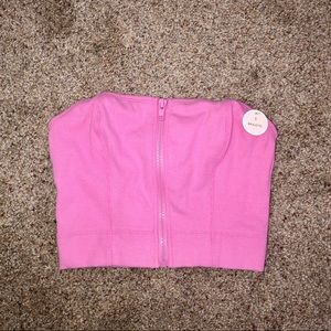 Pink Zip Up Tube Top F21 SMALL